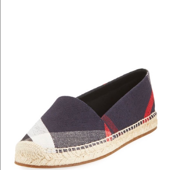 Navy blue nova outer fabric inner leather espadrilles.Size 7M/37 Burberry - Picture 4 of 6